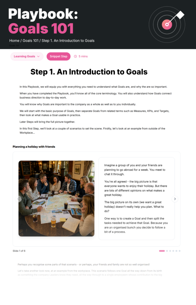 Screenshot of a Step from the High Growth Playbooks Teams app